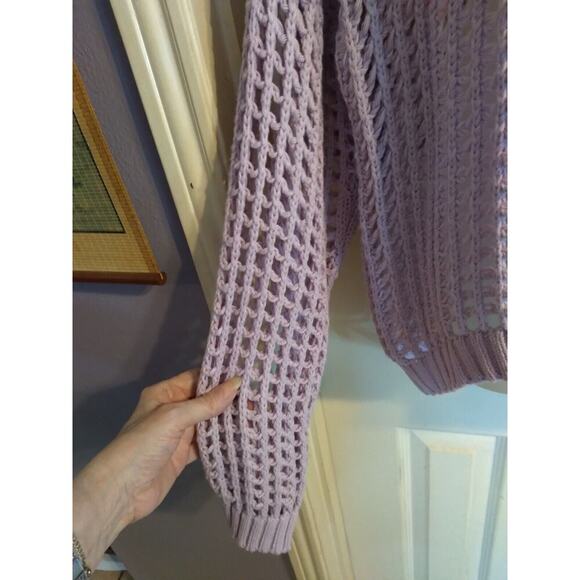 Veveret Top Open Knit Crochet Lavender Sz L Beach Boho Fairy - Picture 4 of 10